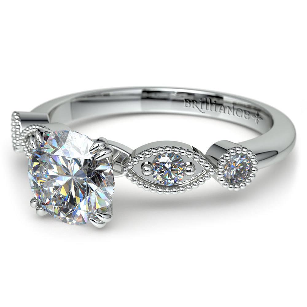 Edwardian Style Antique Diamond Engagement Ring in Platinum | 04