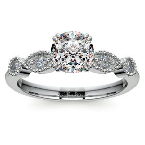 Edwardian Style Antique Diamond Engagement Ring in White Gold