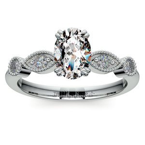 Antique Style Edwardian Diamond Engagement Ring In White Gold