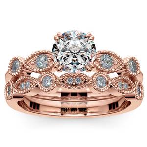 Edwardian Rose Gold Engagement Ring And Wedding Band
