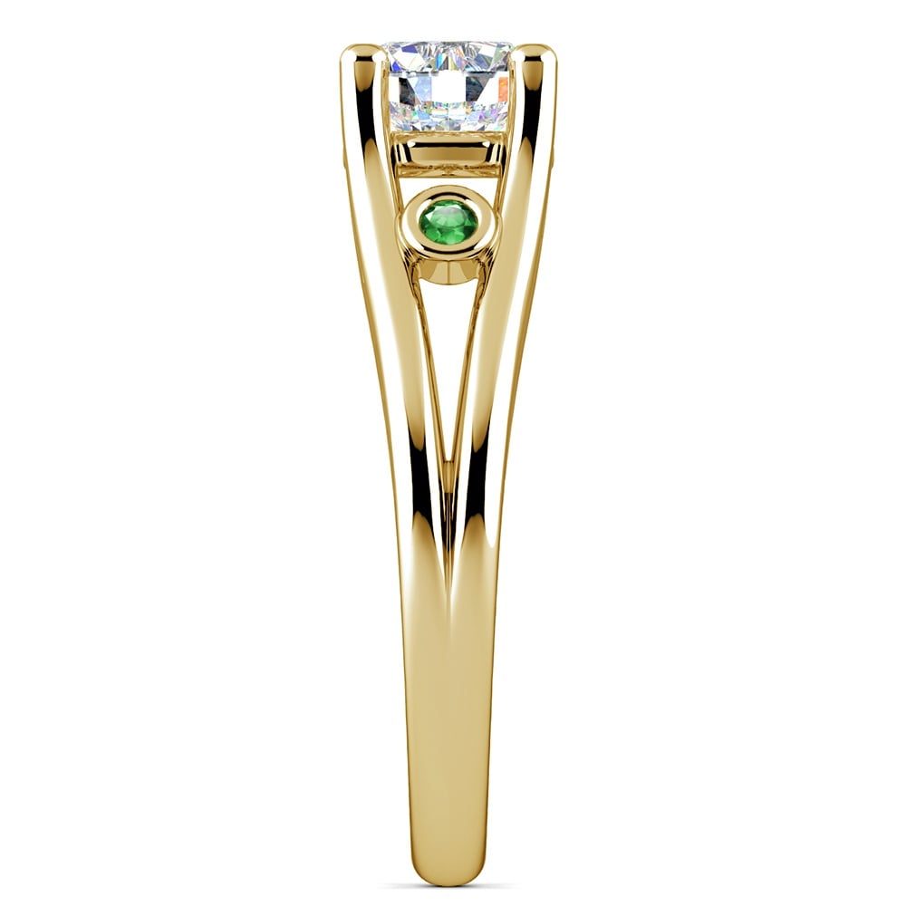 Emerald Gemstone Accent Solitaire Ring in Yellow Gold | 03