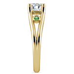 Emerald Gemstone Accent Solitaire Ring in Yellow Gold | Thumbnail 03