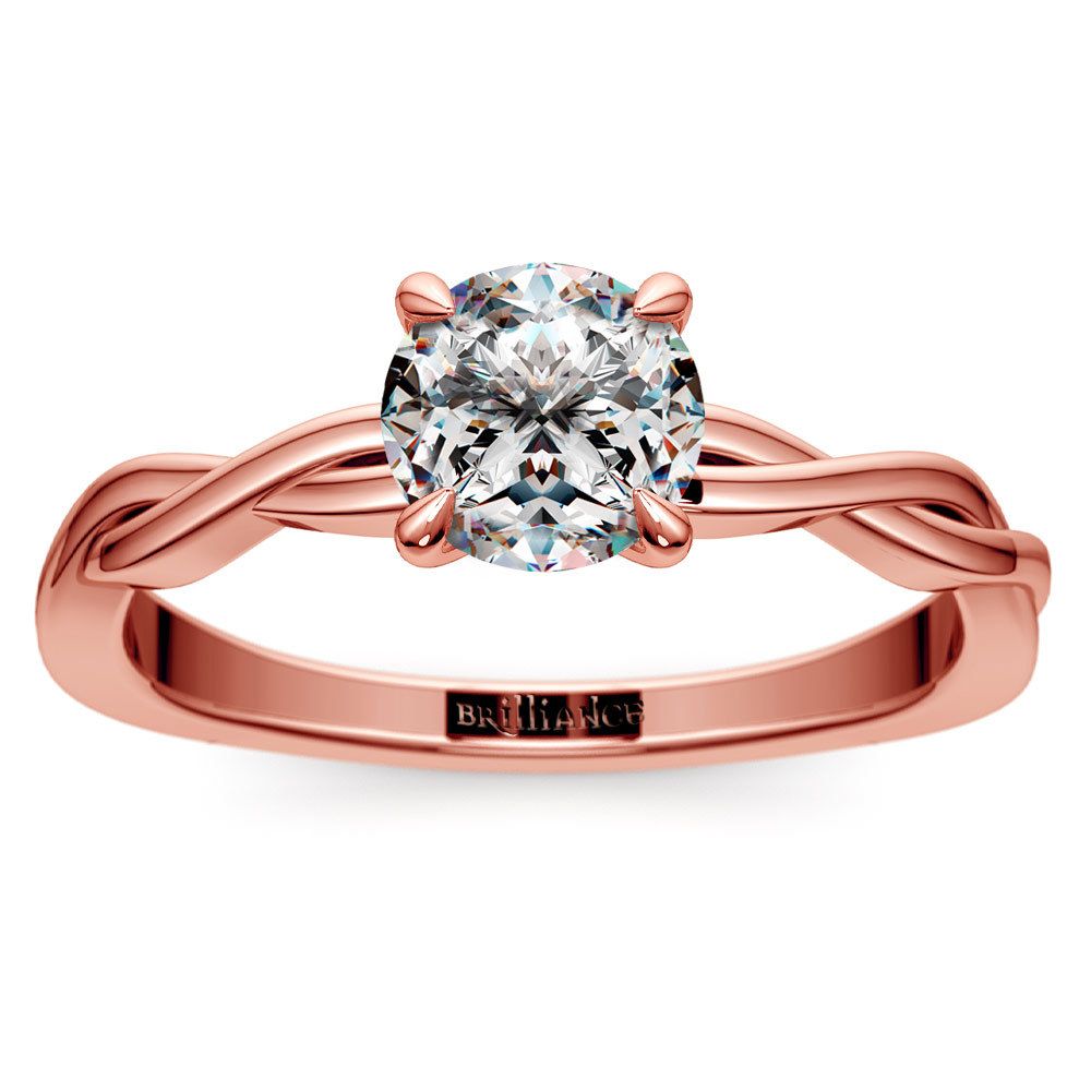 Twisted Solitaire Engagement Ring In Rose Gold | 01