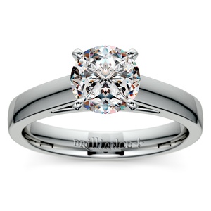 Flat Cathedral Solitaire Engagement Ring in White Gold (3mm)