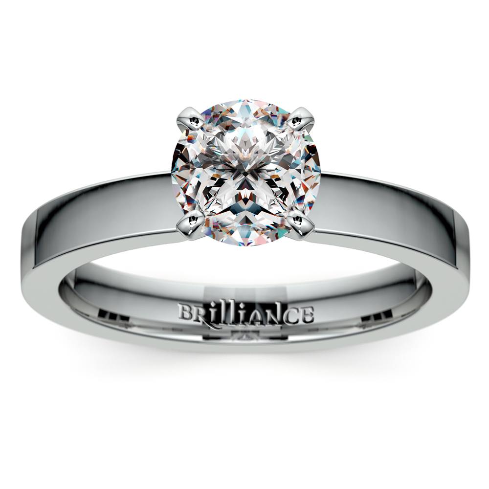 Flat Band Diamond Engagement Ring In Platinum (3mm)