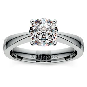 Flat Taper Solitaire Engagement Ring in White Gold