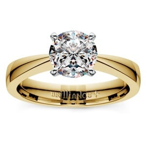 Flat Taper Solitaire Engagement Ring in Yellow Gold