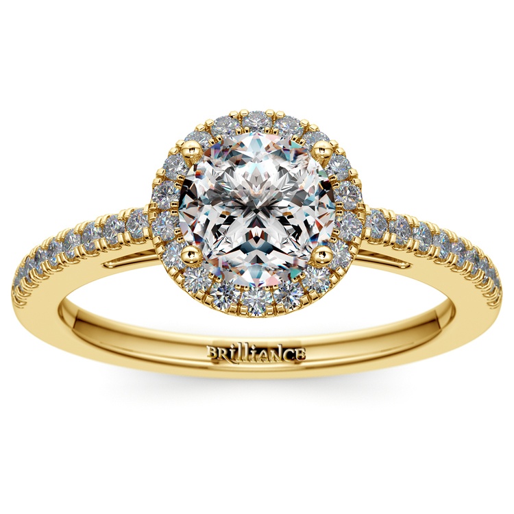 Floating Diamond Engagement Ring Setting In Yellow Gold | Zoom