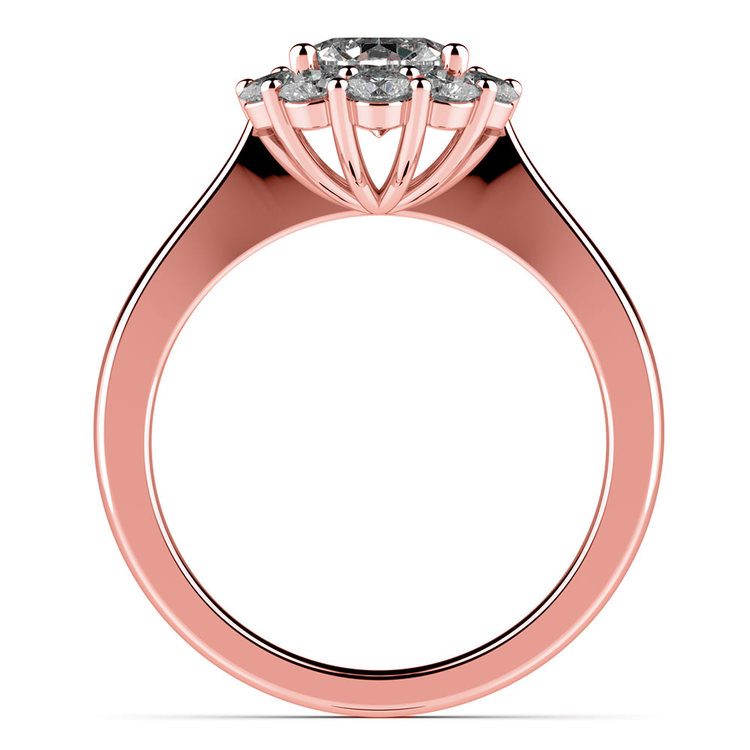 Floral Halo Diamond Engagement Ring in Rose Gold