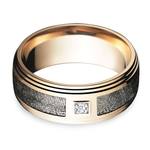 Grooved Edge Rose Gold Men's Diamond Engagement Ring | Thumbnail 04