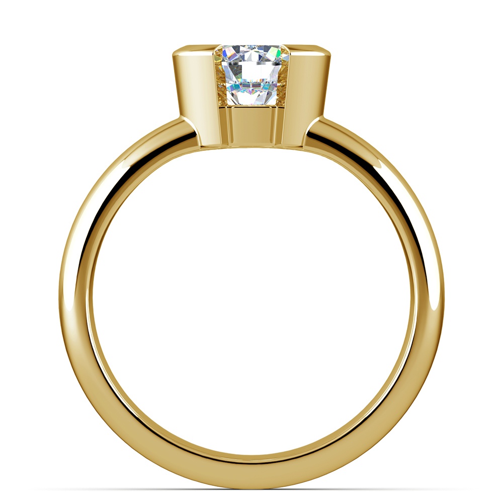 Half Bezel Engagement Ring In Yellow Gold | 02
