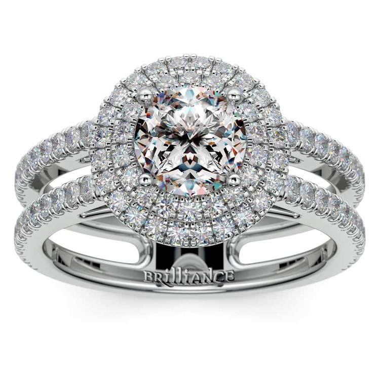 Halo Double Band Engagement Ring In Platinum | Zoom