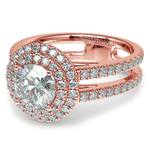 Halo Double Band Engagement Ring In Rose Gold | Thumbnail 04