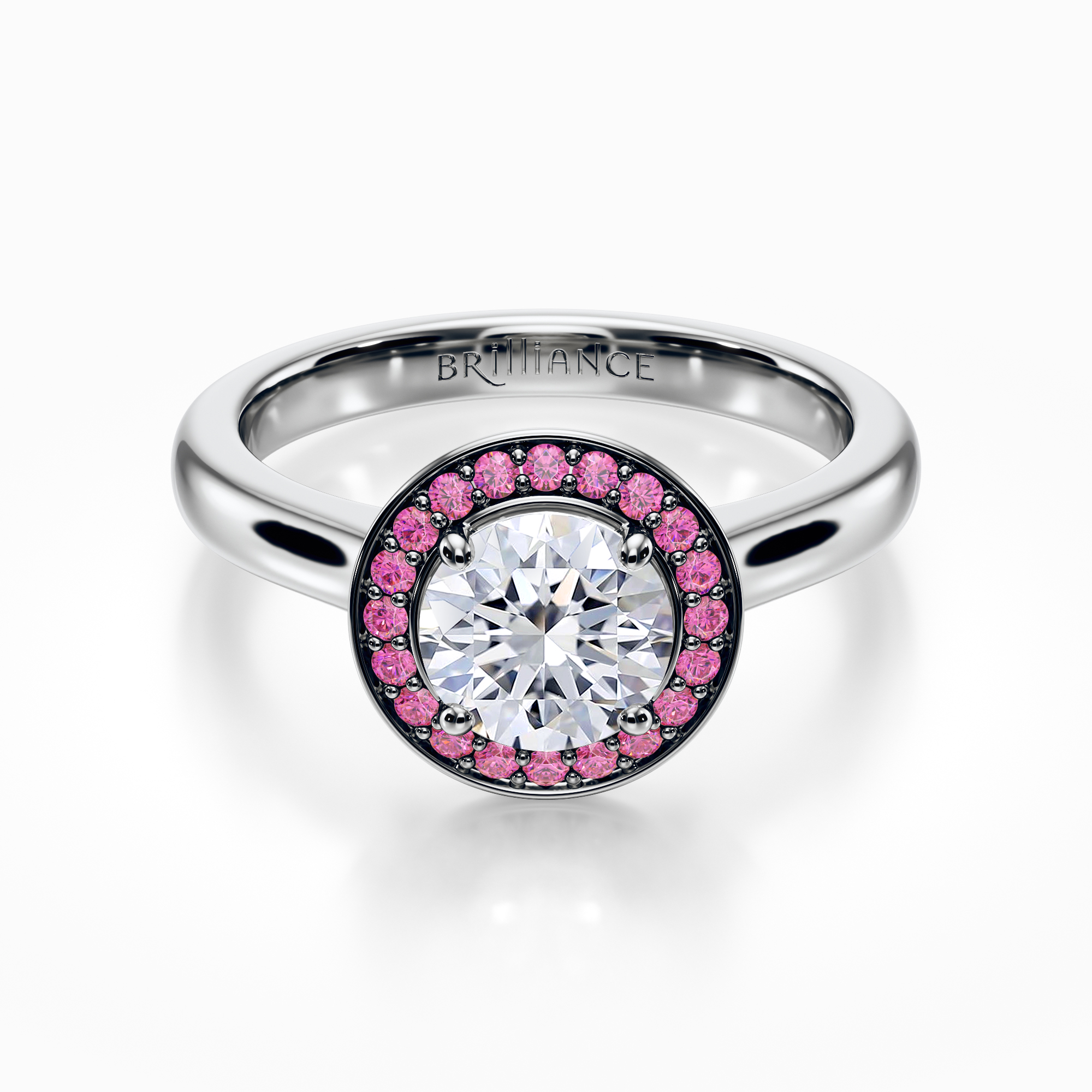 Pink Sapphire Halo Engagement Ring In White Gold