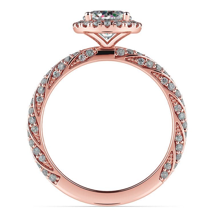 Halo Rose Gold Rope Engagement Ring | 02