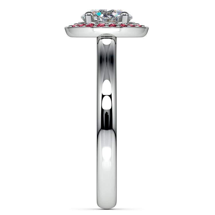 Halo Ruby Gemstone Engagement Ring in White Gold | 03