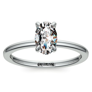 Hidden Diamond Halo Engagement Ring in White Gold