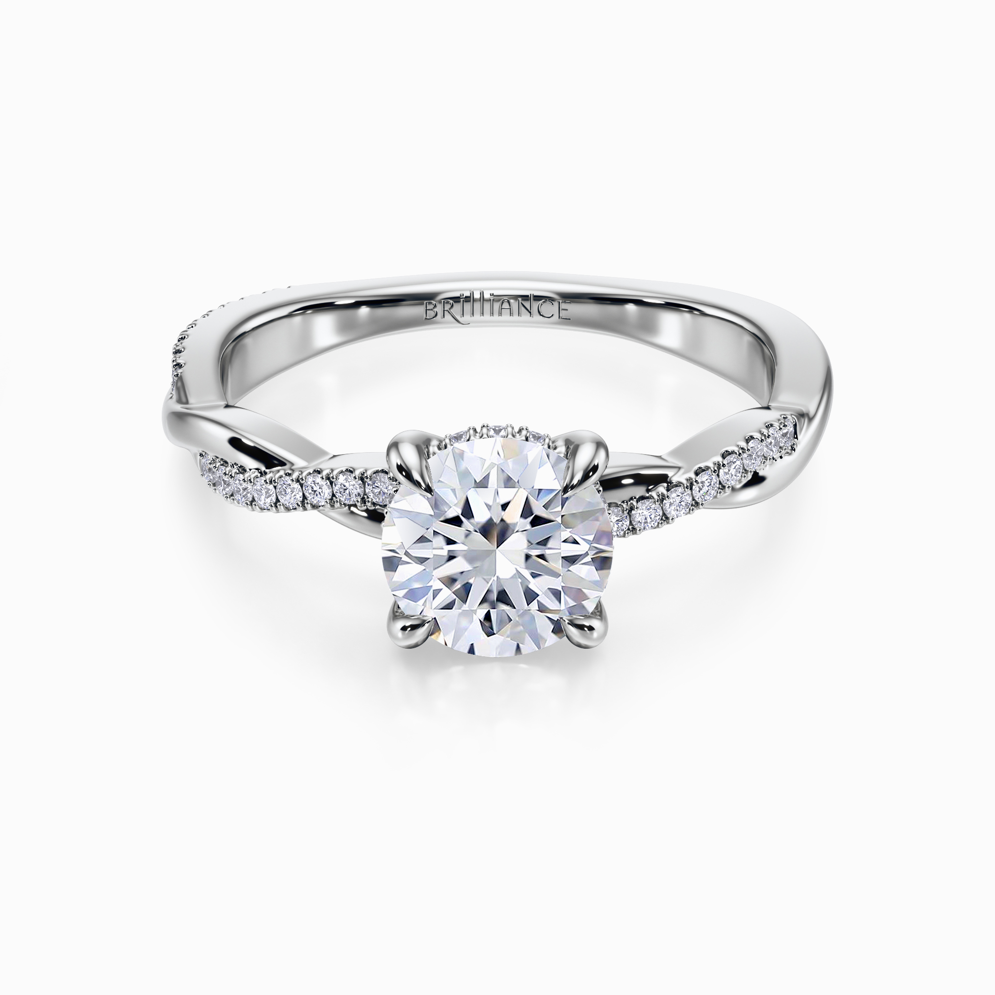 Daimond Rig Hidden Halo Twisted Diamond Engagement Ring in Platinum