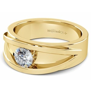 Mens Yellow Gold Diamond Engagement Ring (3/4 ctw) | Hyperion
