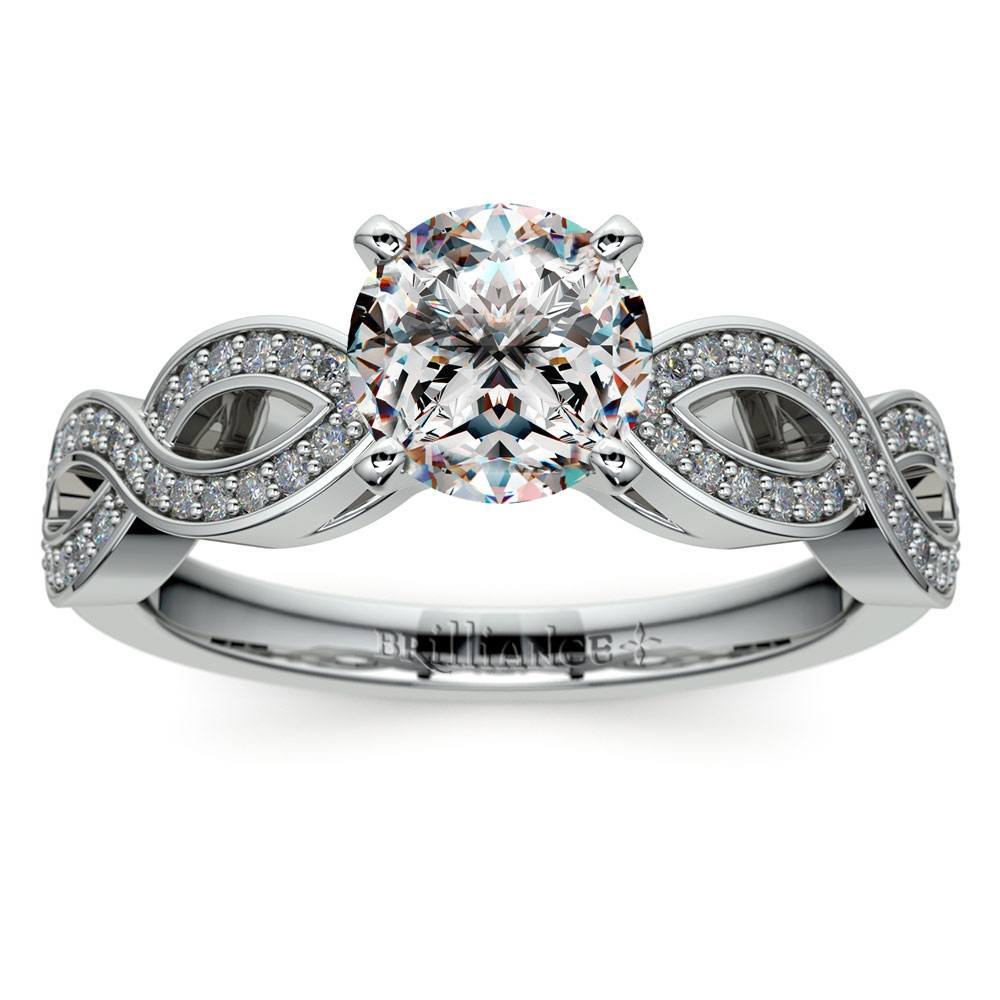 Infinity Twist Cathedral Diamond Engagement Ring in White Gold | Zoom