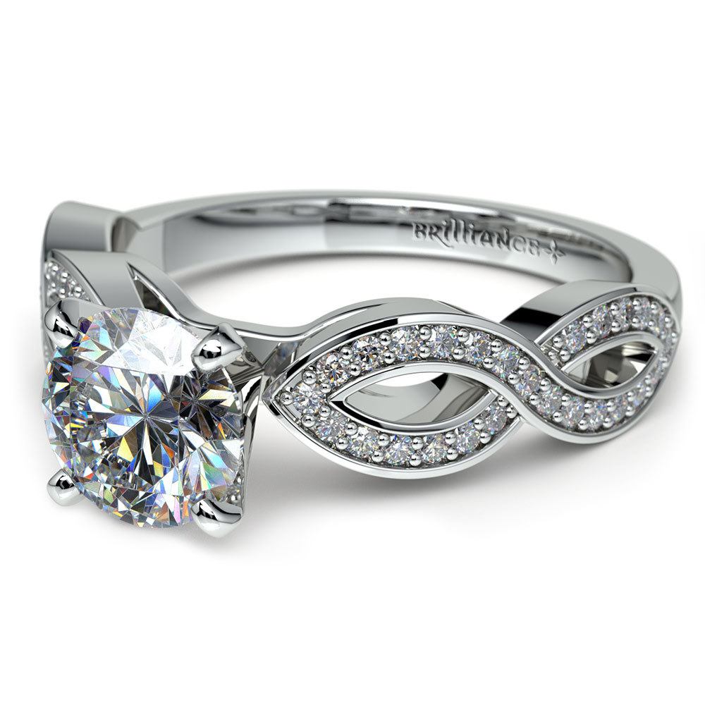Infinity Twist Cathedral Diamond Engagement Ring in White Gold | 04