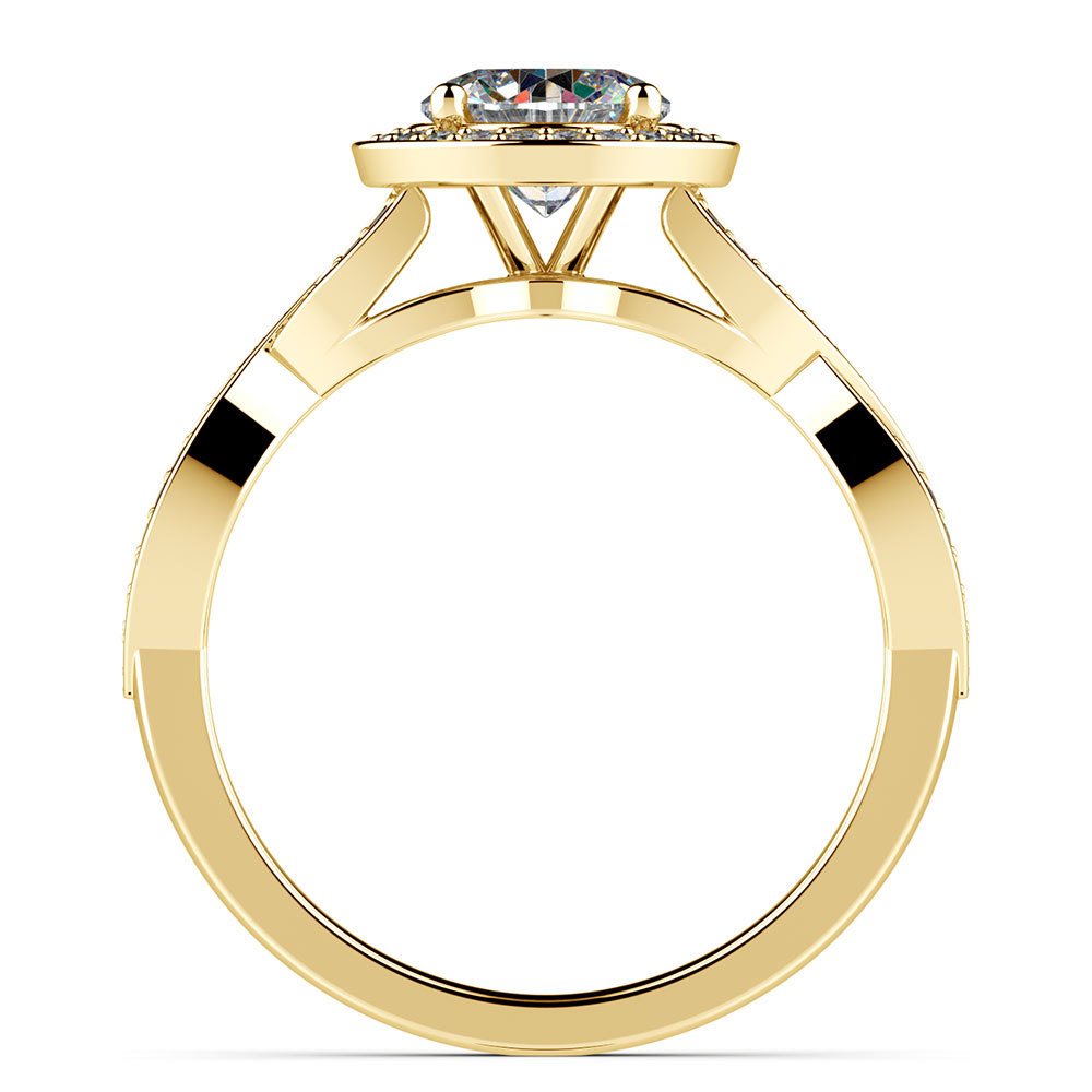 Infinity Halo Engagement Ring In Yellow Gold