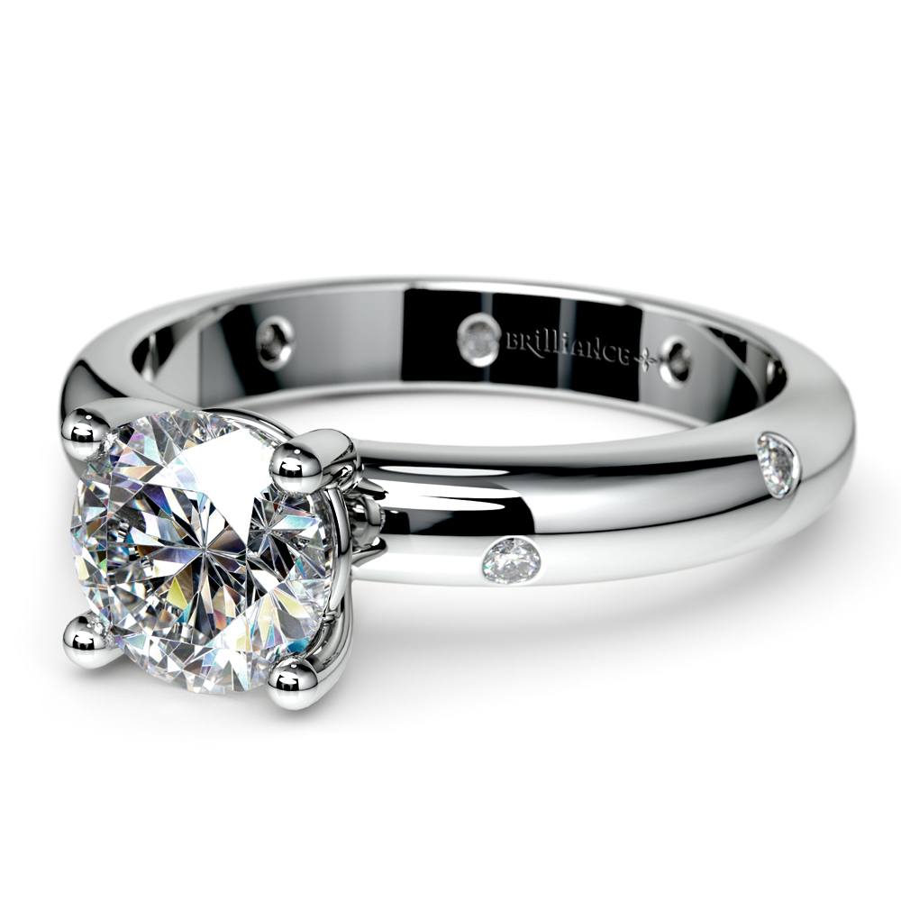 Inset Diamond Engagement Ring in White Gold | 04