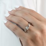 Inspired Diamond Leaf Engagement Ring In Platinum | Thumbnail 05