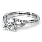 Inspired Diamond Leaf Engagement Ring In Platinum | Thumbnail 04