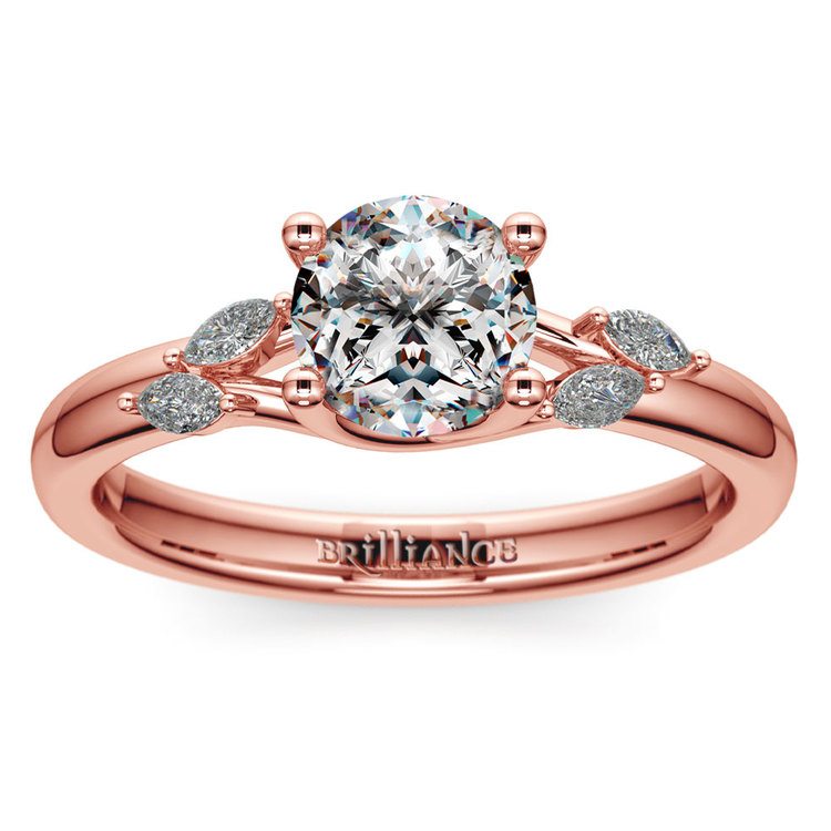 Inspired Diamond Leaf Engagement Ring In Rose Gold | 01