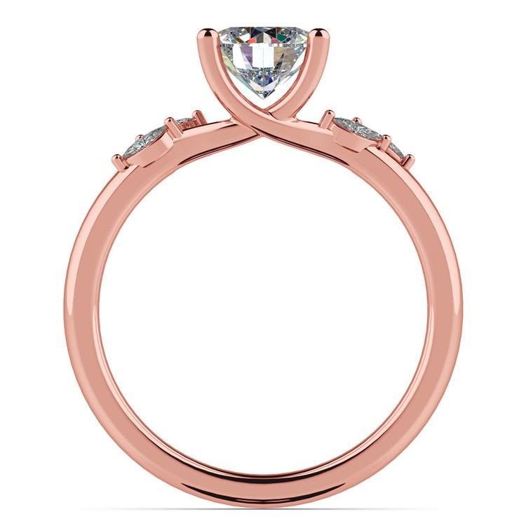 Inspired Diamond Leaf Engagement Ring In Rose Gold | 02