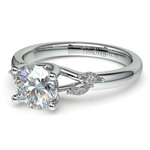 Inspired Diamond Leaf Engagement Ring In White Gold | Thumbnail 04