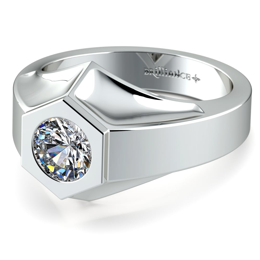 1 Carat Bezel Set Diamond - Mens Engagement Ring - Magnus