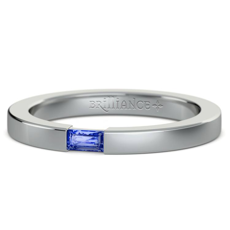 Men's Engagement Ring with Baguette Sapphire | Zoom