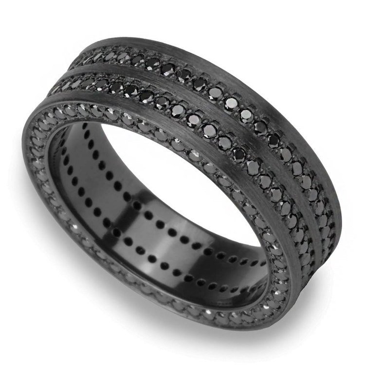 Midnight - Zirconium Black Diamond Mens Engagement Ring | 03