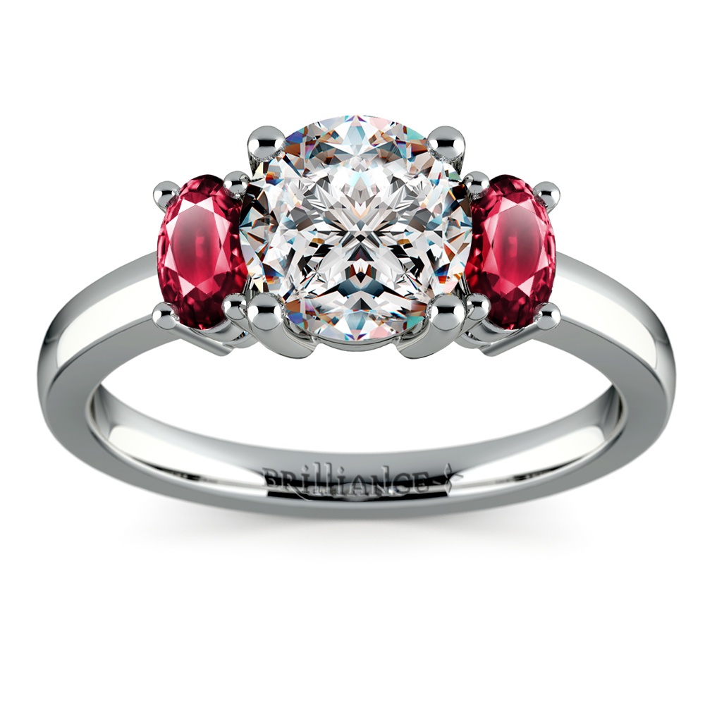 Oval Ruby Gemstone Engagement Ring in Platinum | 01