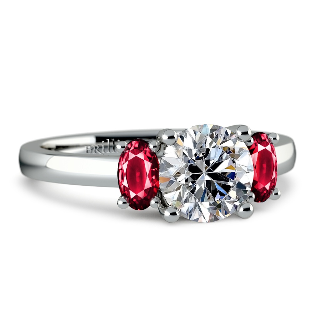 Oval Ruby Gemstone Engagement Ring in Platinum | 04
