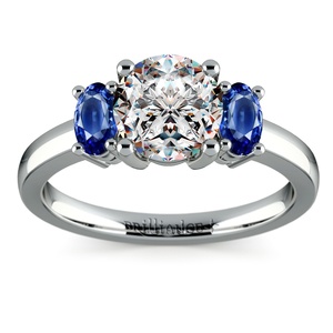 Oval Sapphire Gemstone Engagement Ring in White Gold