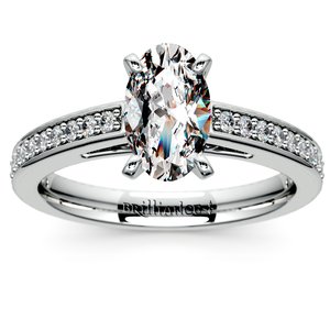 Pave Cathedral Diamond Engagement Ring in White Gold (1/4 ctw)