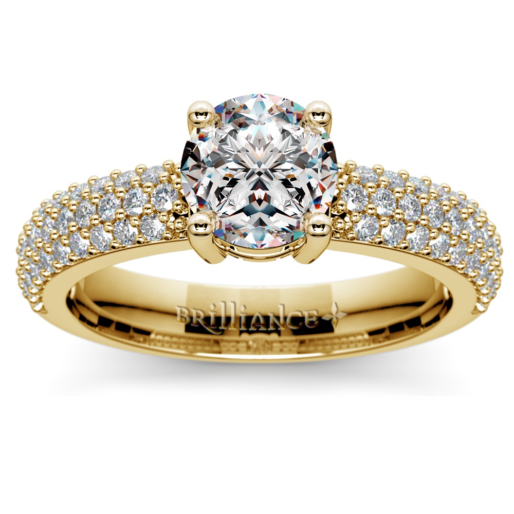 Pave Diamond Engagement Ring in Yellow Gold | Zoom