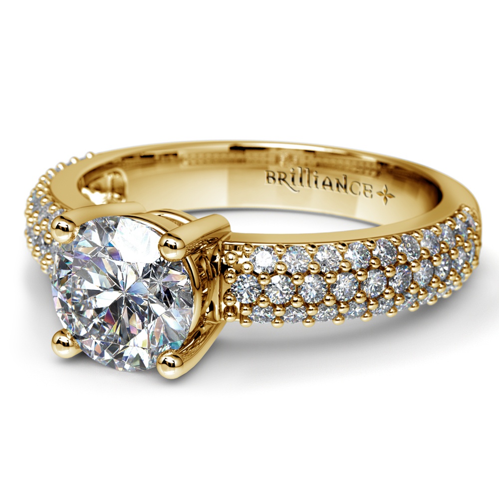 Pave Diamond Engagement Ring in Yellow Gold | 04