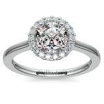 Pave Halo Diamond Engagement Ring in White Gold | Thumbnail 01