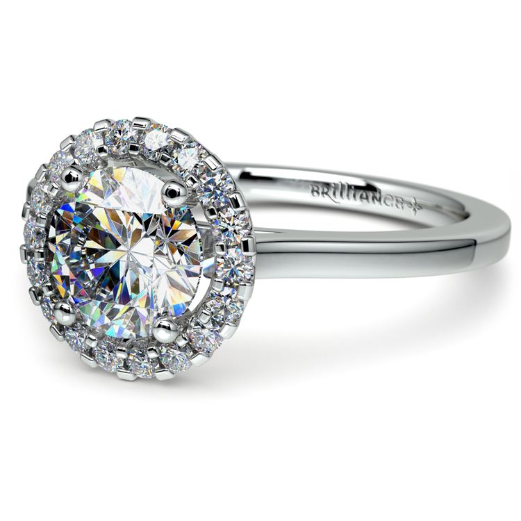 Pave Halo Diamond Engagement Ring in White Gold | 04