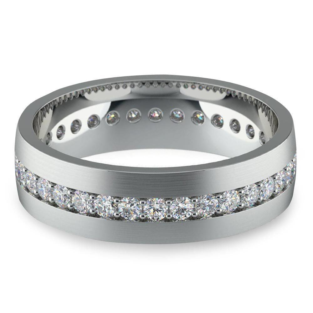Pave Platinum Diamond Eternity Mens Engagement Ring | 01