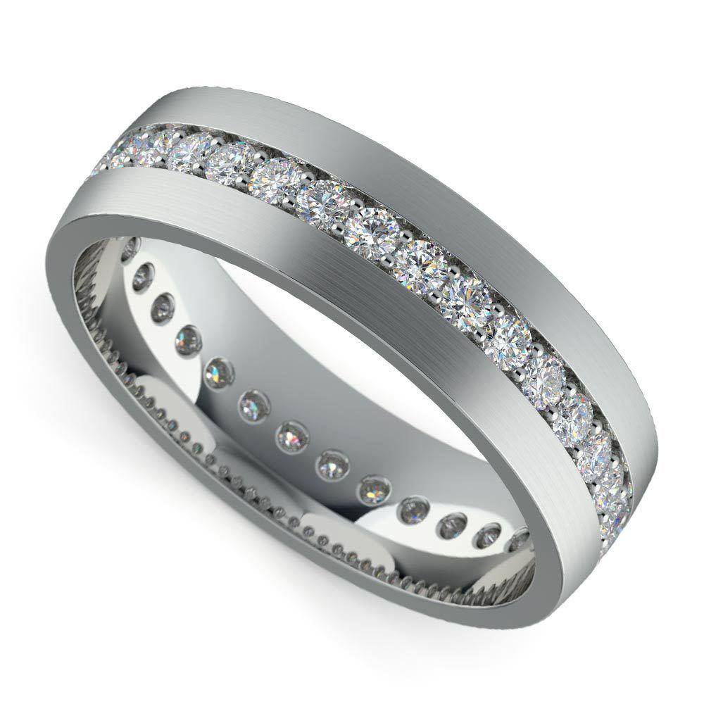 Pave Platinum Diamond Eternity Mens Engagement Ring | 03