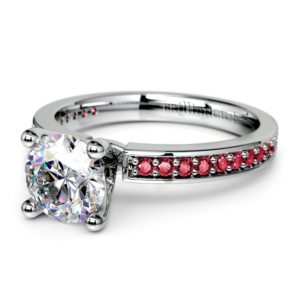 Pave Ruby Gemstone Engagement Ring in White Gold | 04