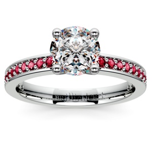 Pave Ruby Gemstone Engagement Ring in White Gold