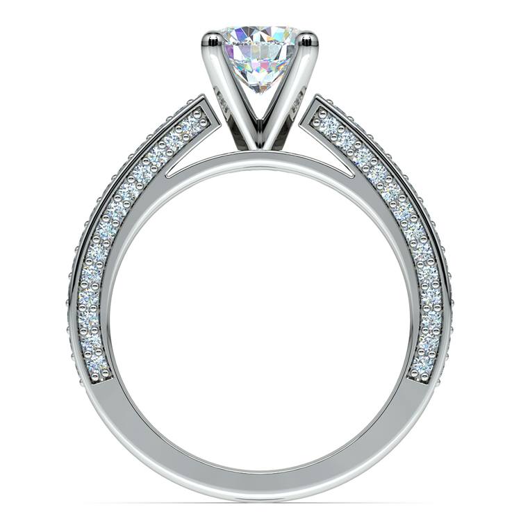 Pave Three Sided Diamond Engagement Ring in White Gold (1/2 ctw) | 02