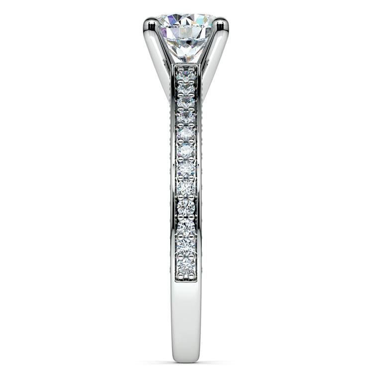 Pave Three Sided Diamond Engagement Ring in White Gold (1/2 ctw) | 03