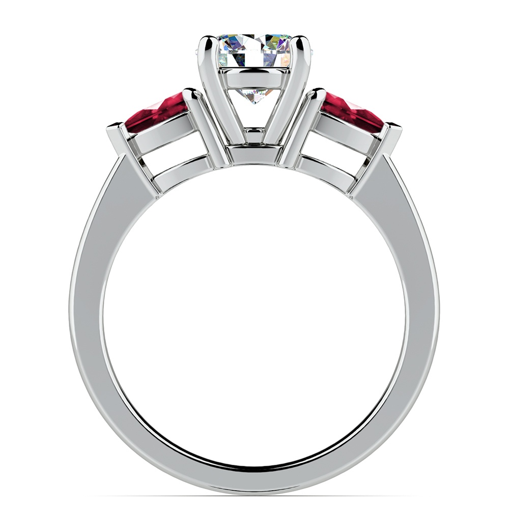 Pear Ruby Gemstone Engagement Ring in White Gold | 02